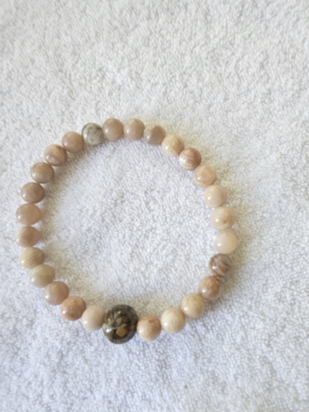 Natural Sunstone Beaded Stretch Bracelet